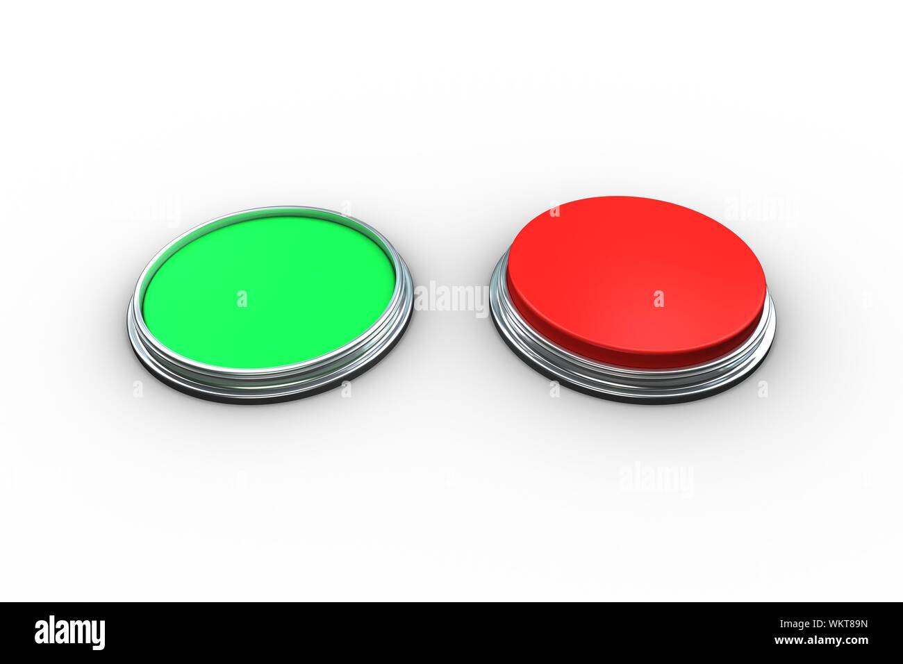 Red and green push buttons on white background Stock Photo Alamy