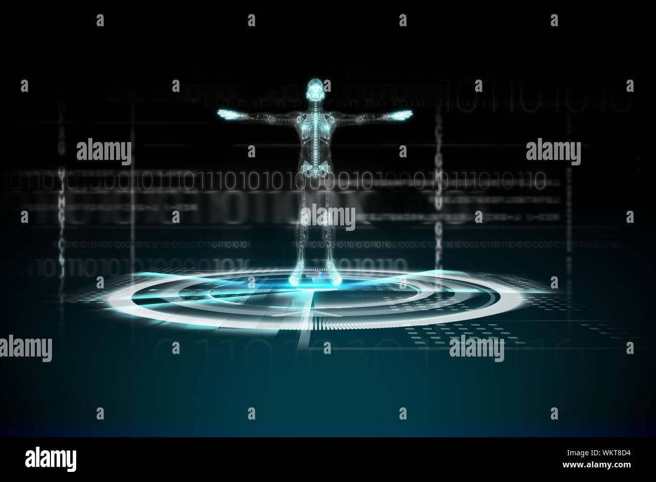 Digitally generated medical interface in blue and black Stock Photo