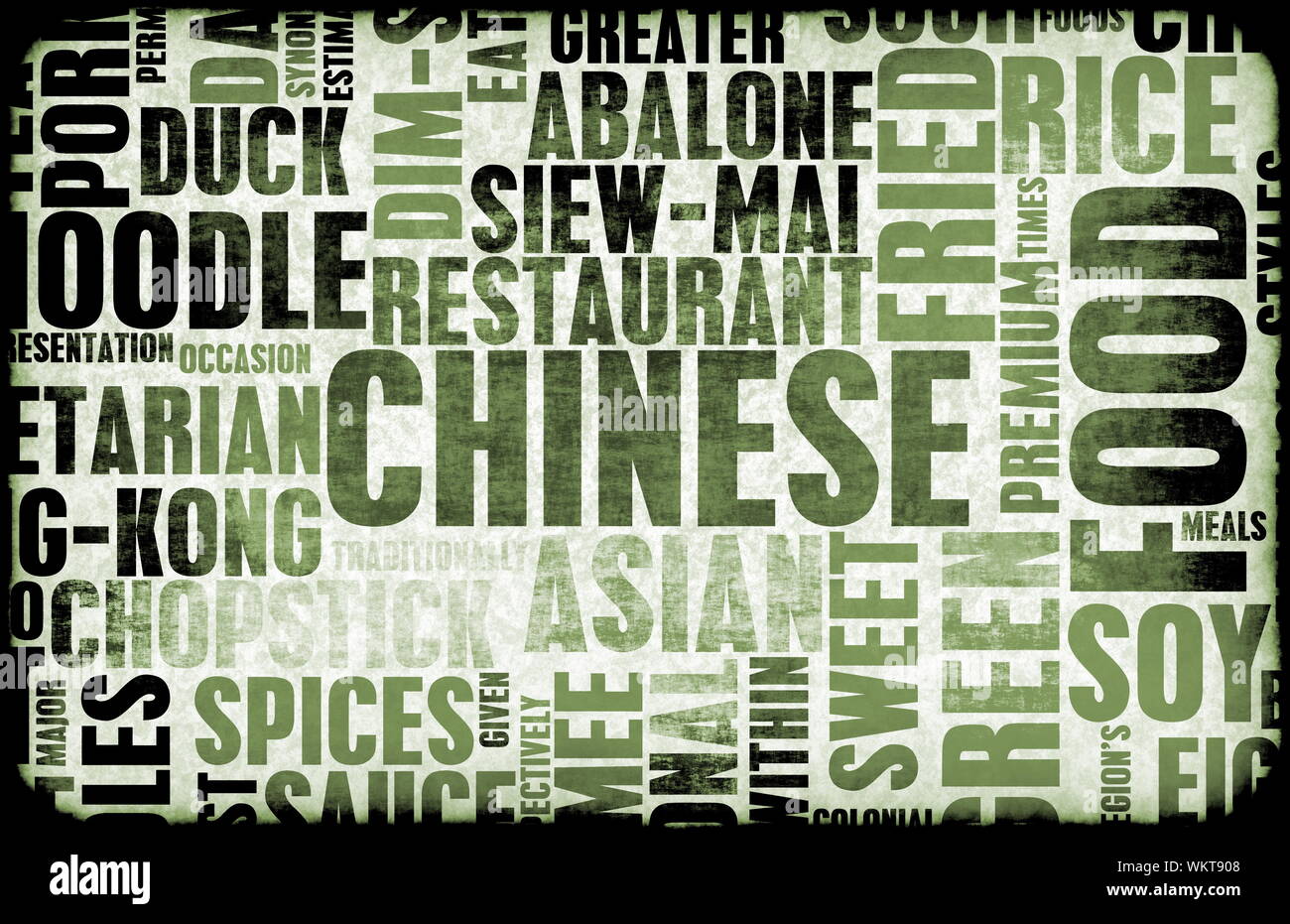 Chinese Food Menu Art Background in Grunge Stock Photo