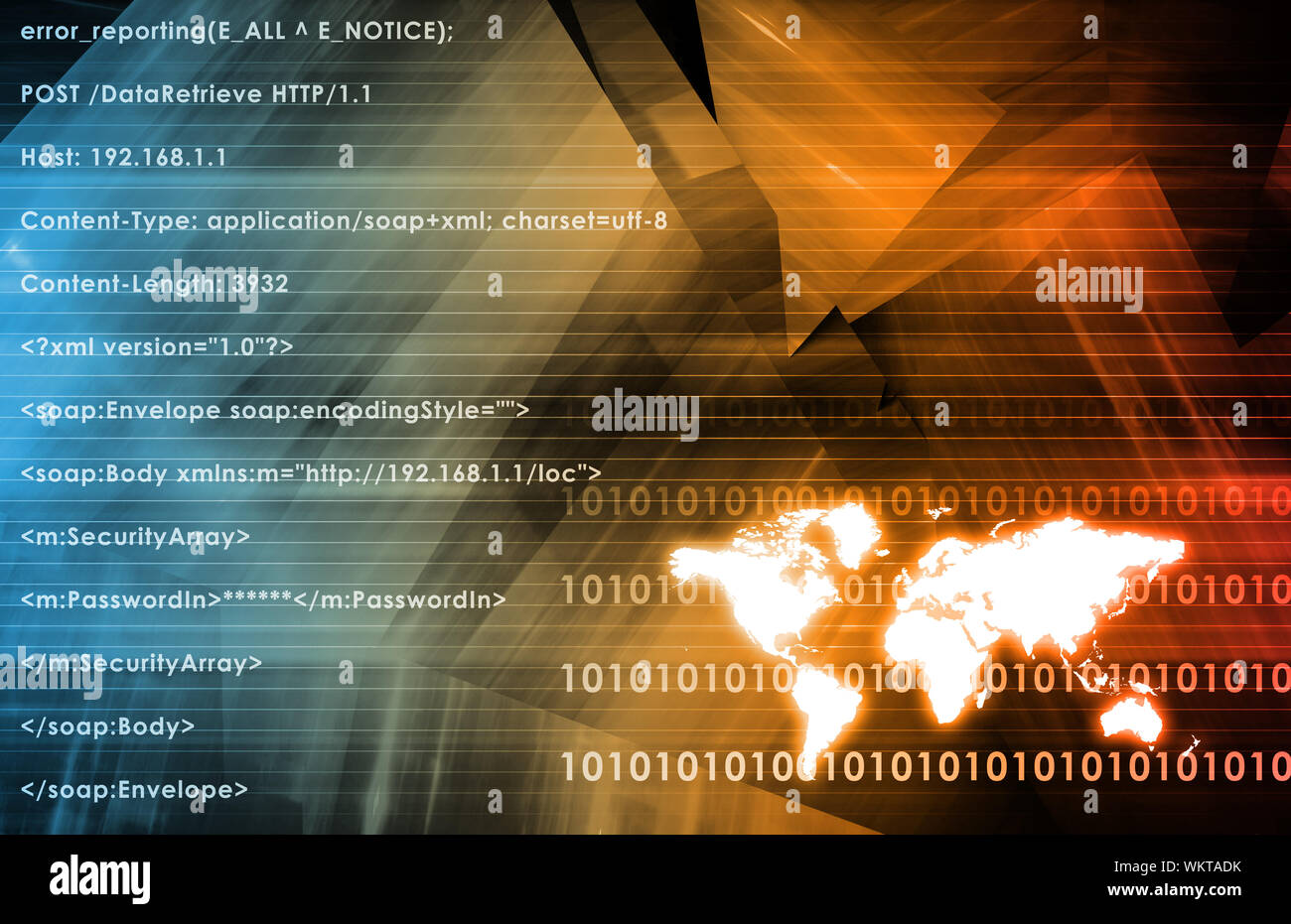 Global Business System on a Data Background Stock Photo