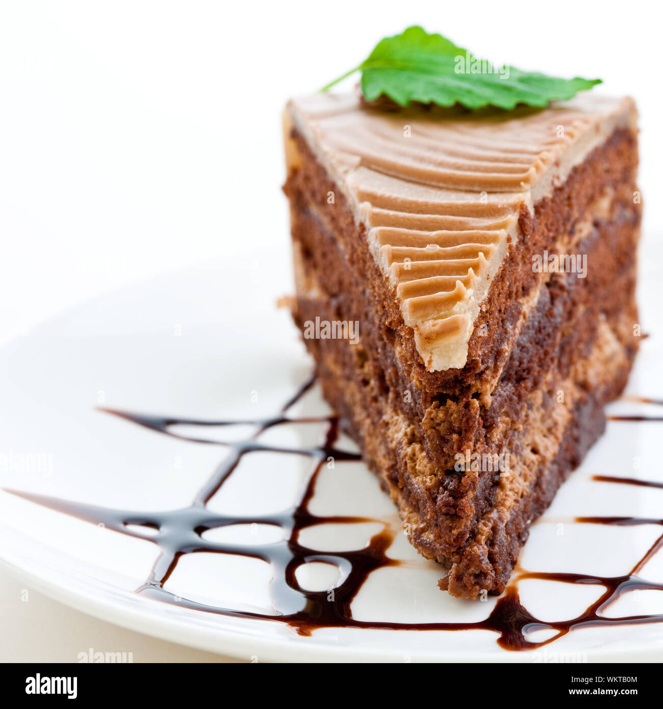 Fresh chocolate cake on a plate Stock Photo - Alamy
