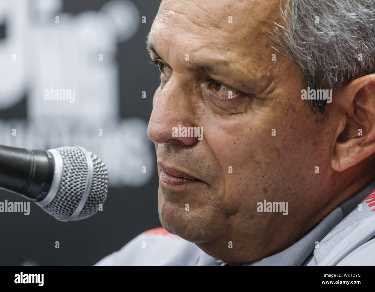 Los Angeles, California, USA. 4th Sep, 2019. Chile's coach Reinaldo Rueda speaks during a press conference in Los Angeles, Wednesday, September 4, 2019. Chile will face Argentina in an International friendly soccer game on September 5 at the Los Angeles Memorial Coliseum. Credit: Ringo Chiu/ZUMA Wire/Alamy Live News Stock Photo
