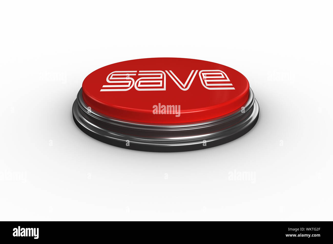 The word save against digitally generated red push button Stock Photo ...