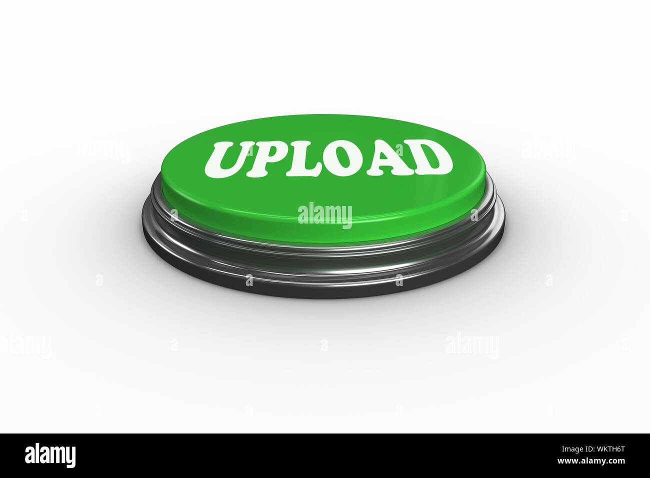 The word upload on digitally generated green push button Stock Photo ...