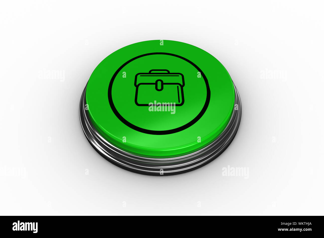 Briefcase button graphic on digitally generated green push button Stock ...