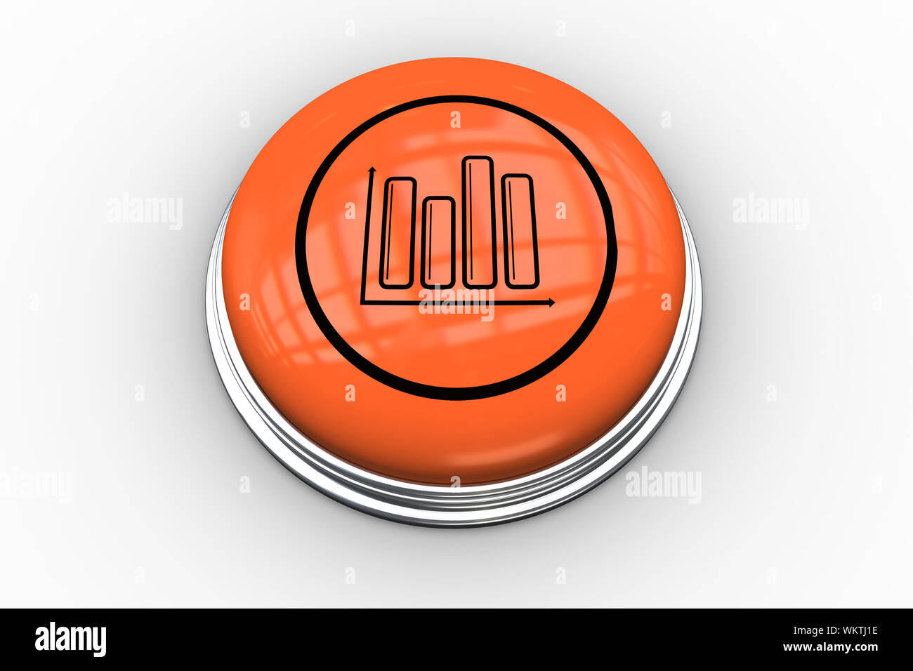 Bar chart graphic on orange button on white background Stock Photo - Alamy