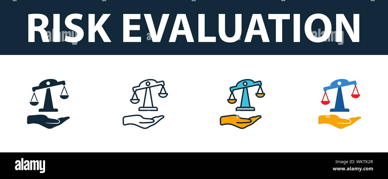 Risk Evaluation icon set. Four elements in diferent styles from ...