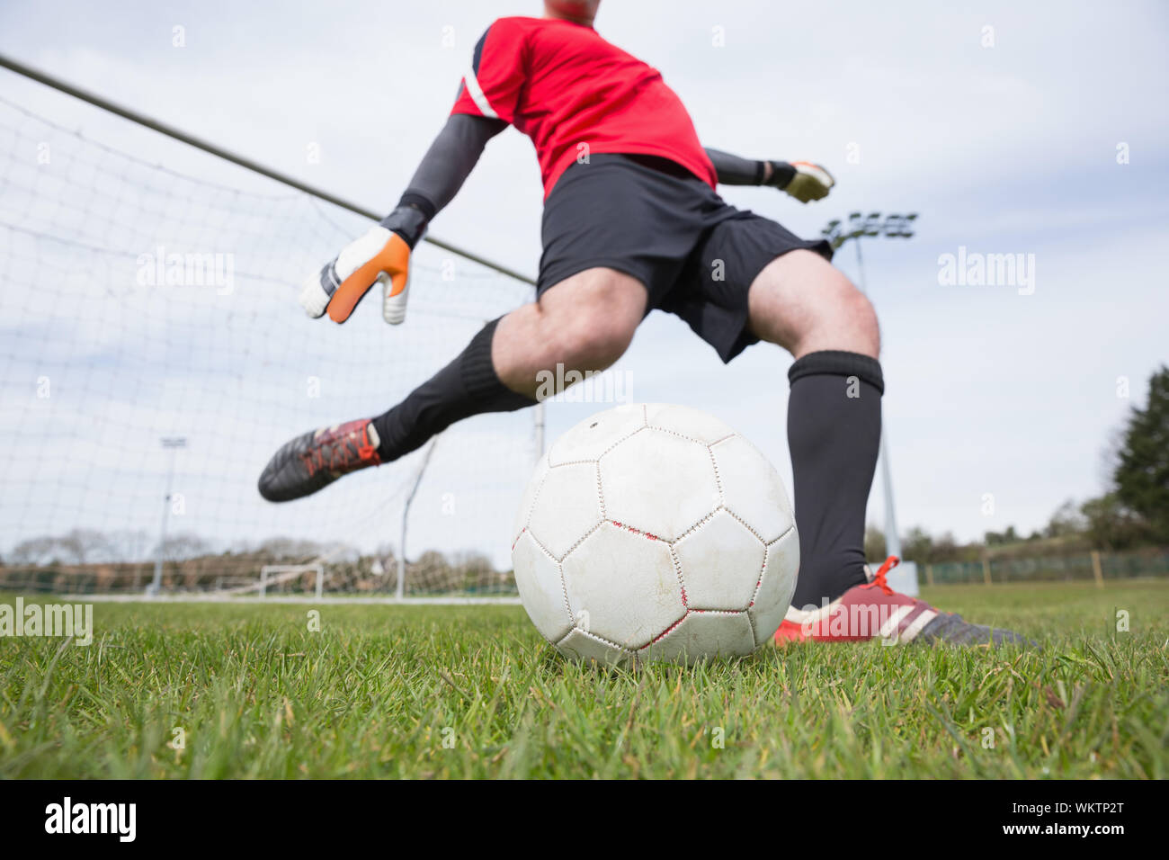 Goalkeeper Rushing Out Kicking and defending in soccer hi-res stock photography and images - Alamy