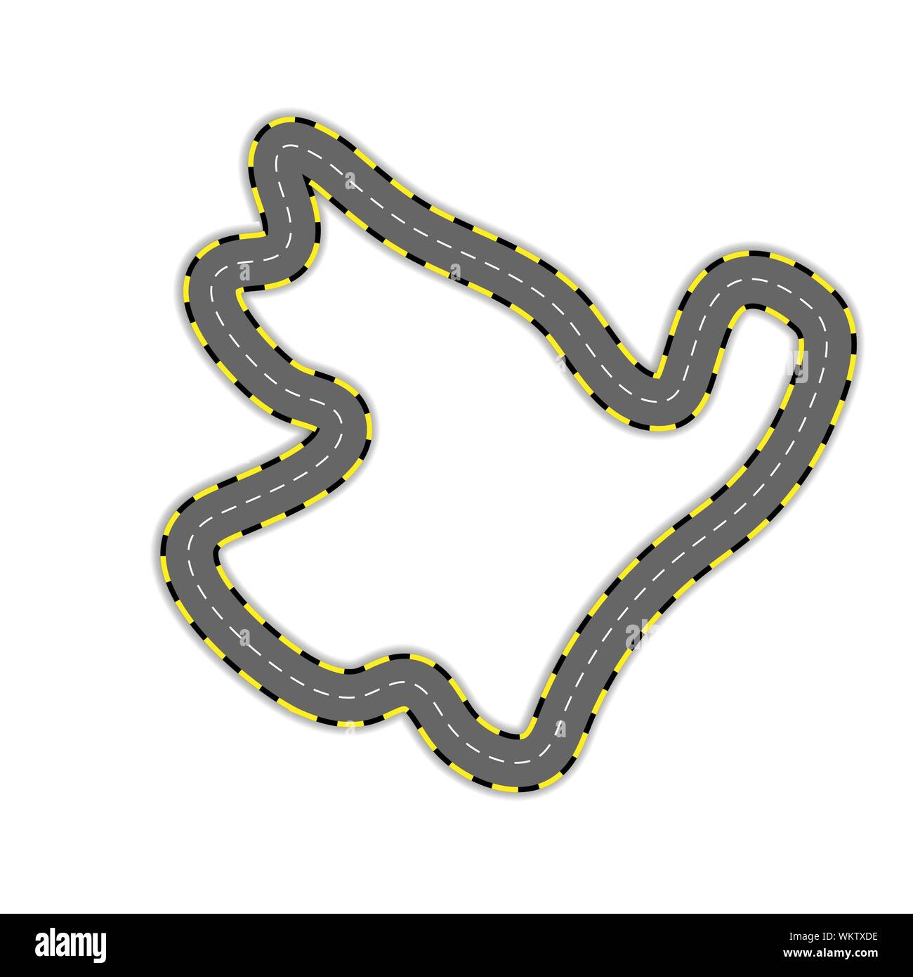 Gray custom made race track map with shadow isolated on white background Stock Vector