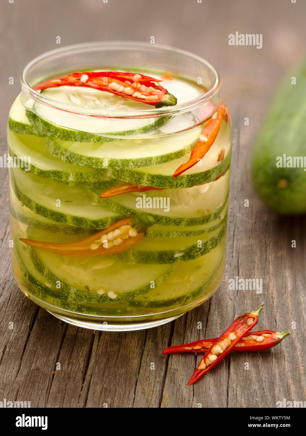 close up of a bottle of asian cucumber pickle Stock Photo Alamy
