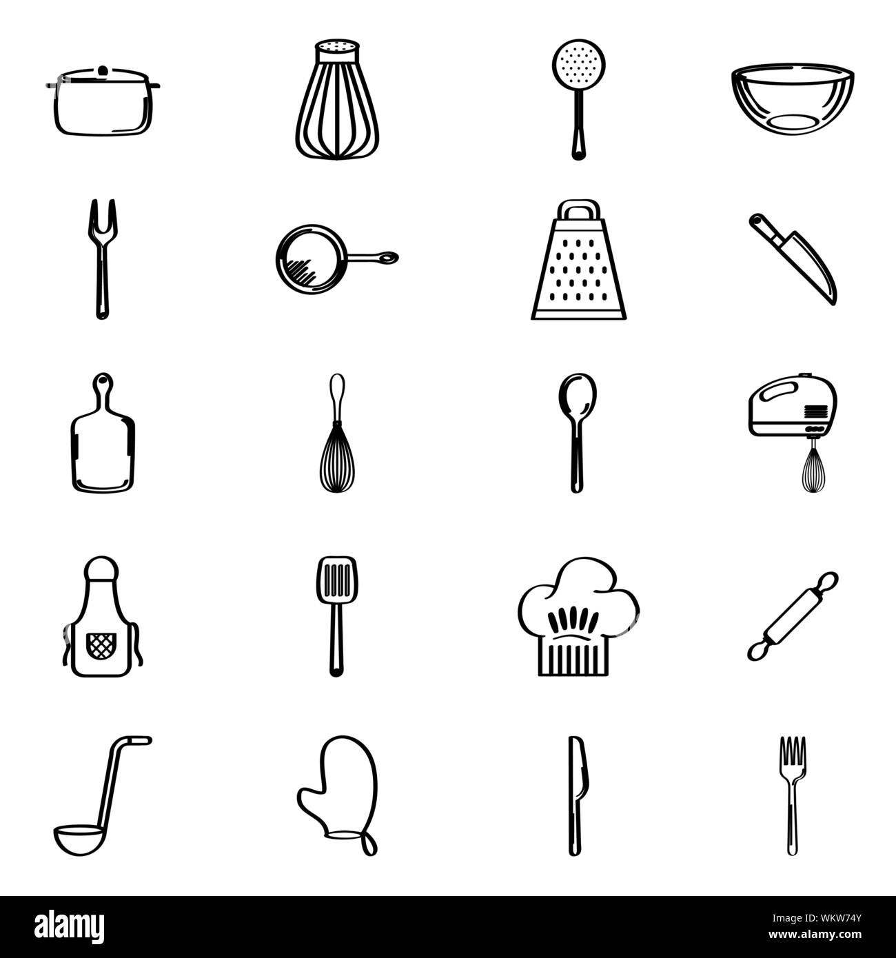 bundle of kitchenware set icons Stock Vector