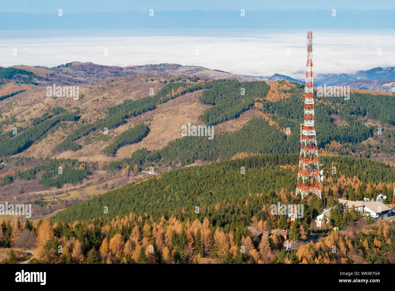 Panoramic view from the summit of mount Penice, in Italy Stock Photo