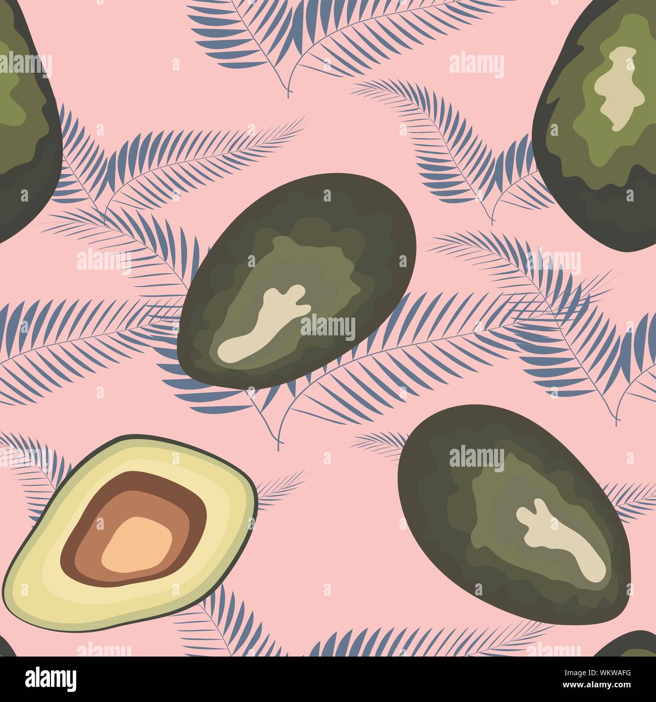 Tropical seamless pattern with avocado and leaves. Pattern for kitchen ...
