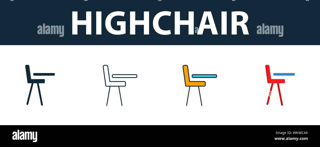 Child Chair icon set. Four elements in diferent styles from baby things ...