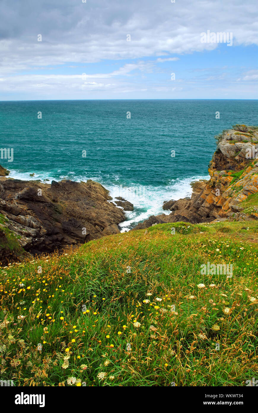 Landscape of rocky Atlantic coast in Brittany, France Stock Photo - Alamy
