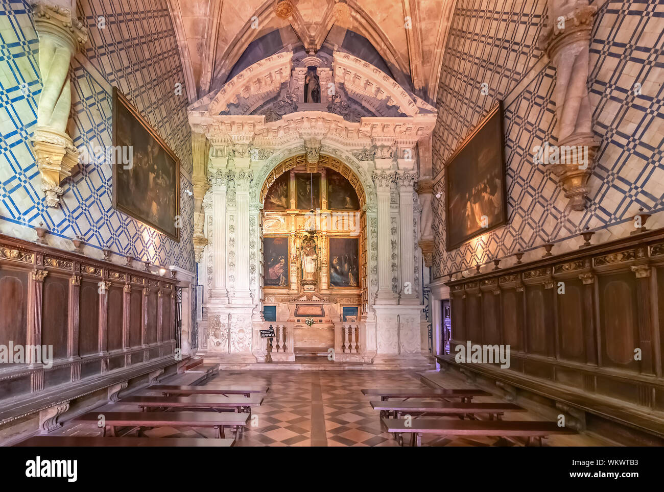 Coimbra, Portugal, July 18, 2019: Chapter room (sala do capitulo) inside Monastery of Santa Cruz. National Monument because the first two kings of Por Stock Photo