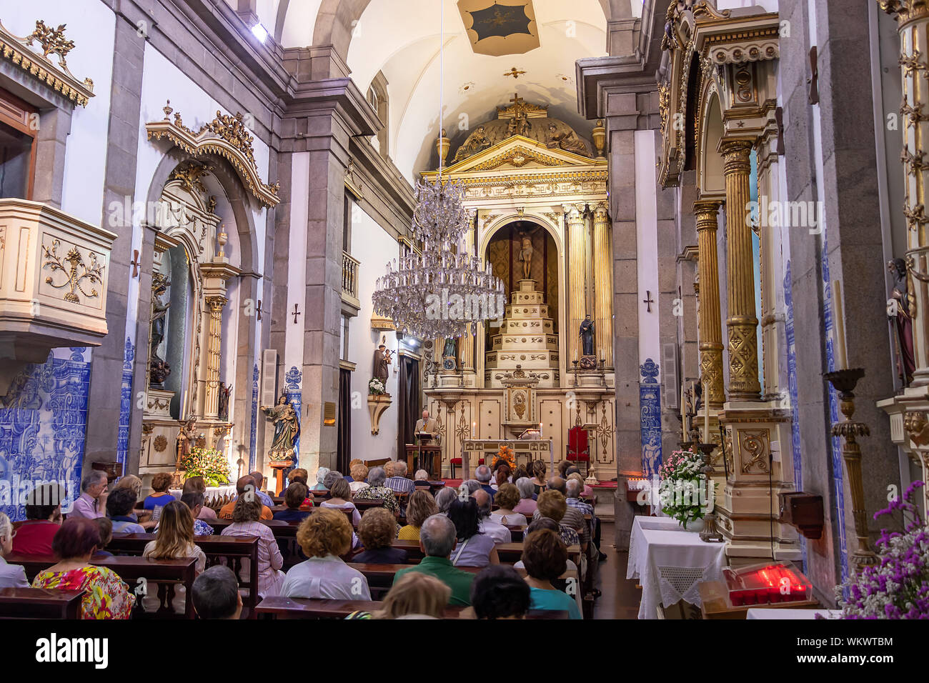 Porto, Portugal, July 19, 2019:  Interior of the Capela das Almas (the Chapel of Souls) in Porto, Portugal Stock Photo