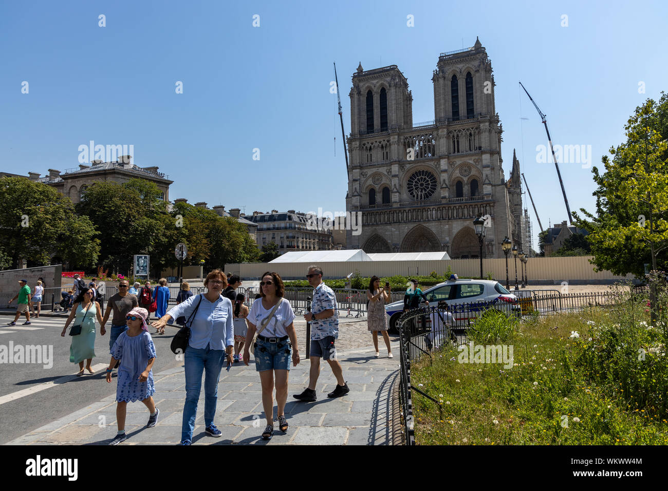 Paris, FRANCE June 27, 2019 tourists still visiting the Cathdrale