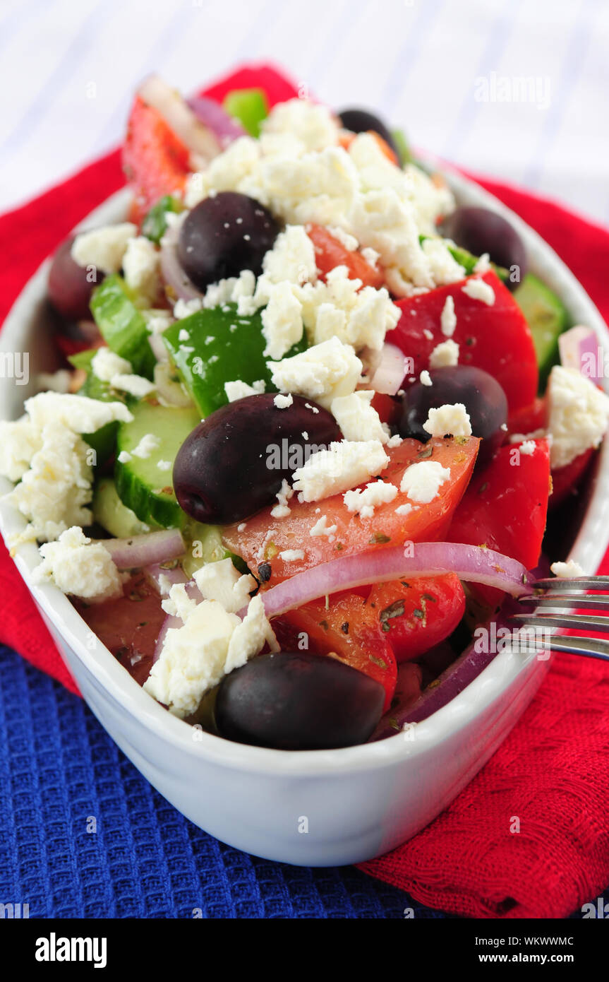 Greek salad with feta cheese and black kalamata olives Stock Photo Alamy