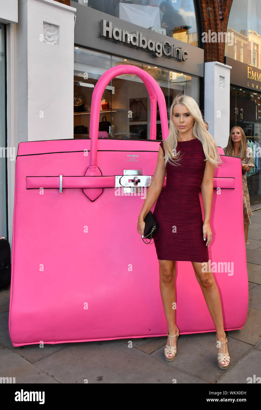 London UK. 04th Sep 2019. Emily Coral arrive at the Handbag