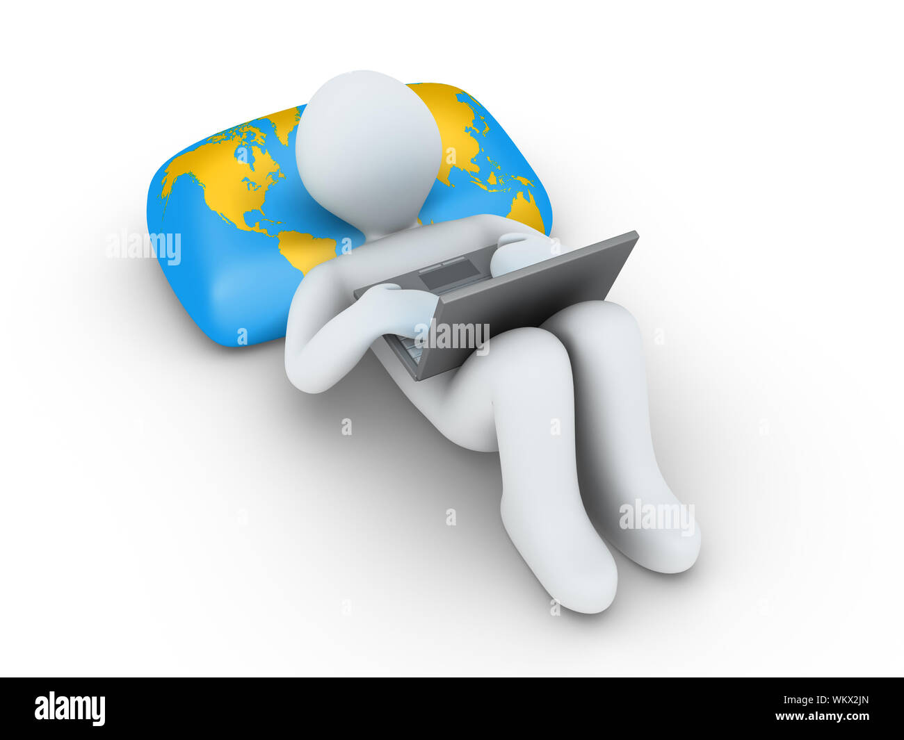 Person with laptop is browsing the internet Stock Photo