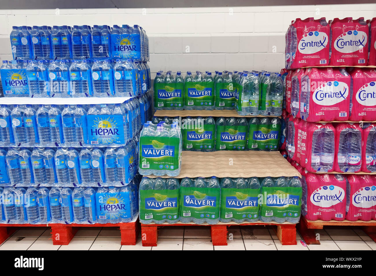Water in a supermarket Stock Photo