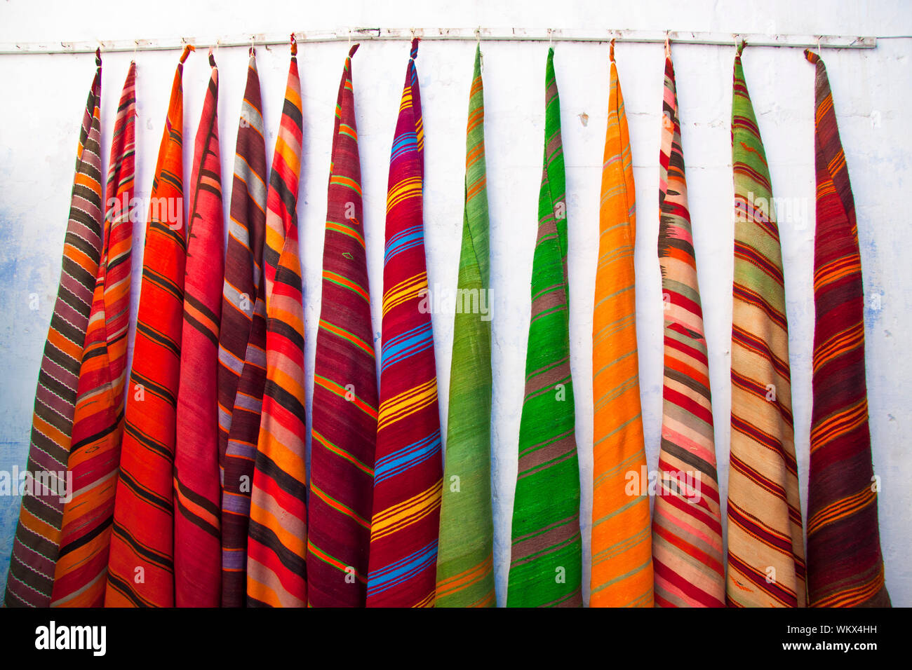 Colourful  carpets sold in maroccan souk. Stock Photo