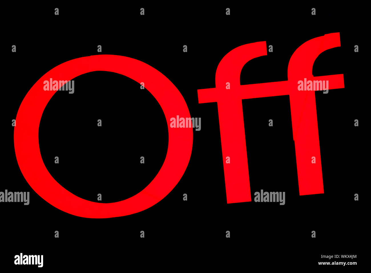 Red off writen on the black background Stock Photo - Alamy