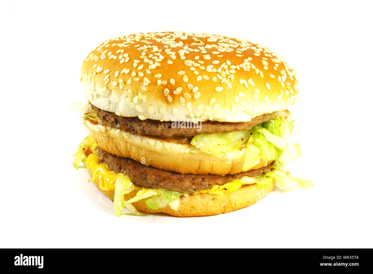 Big Juicy Hamburger On a White Background Stock Photo