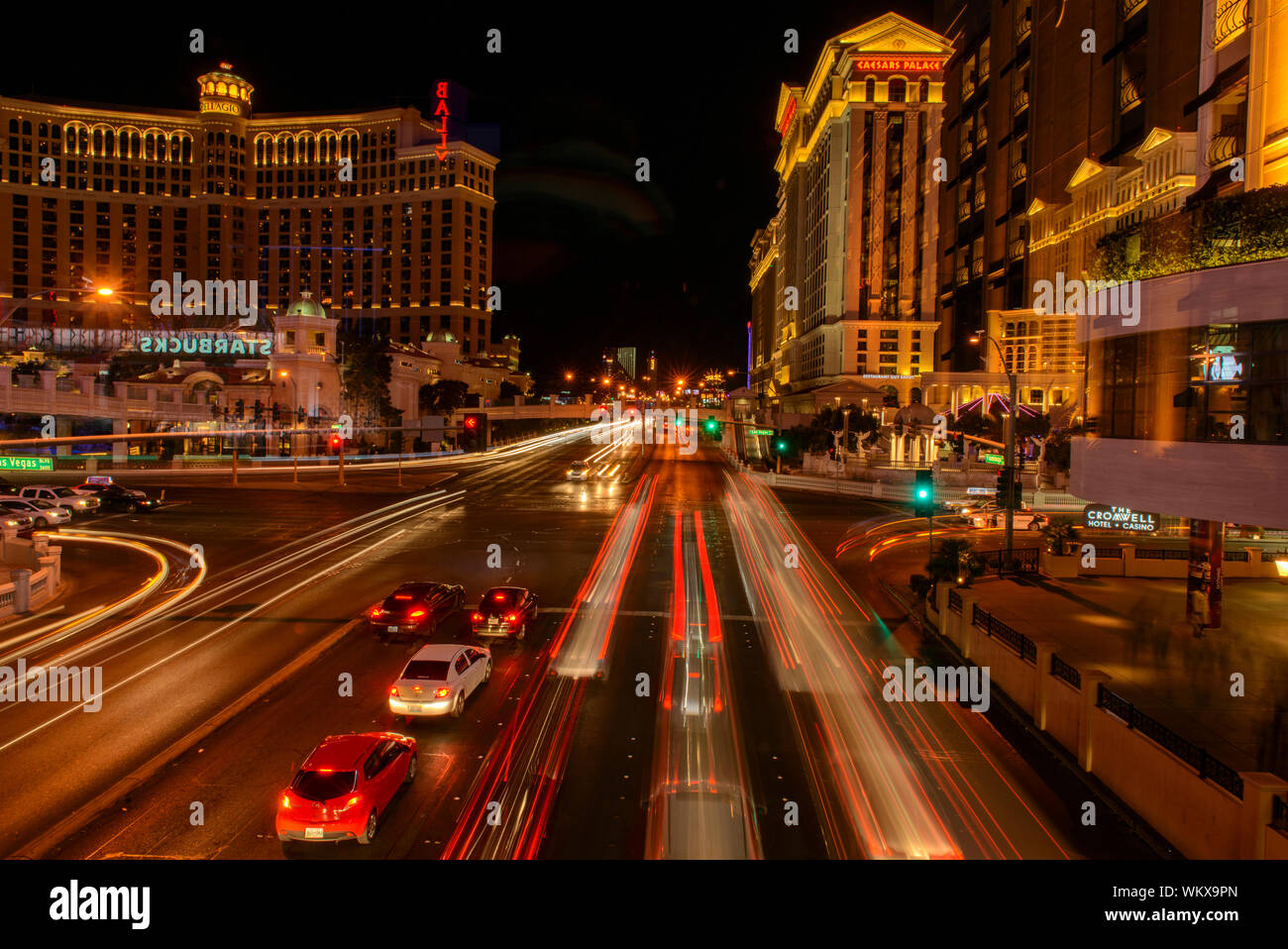 City traffic lights on Flamingo Blvd, Las Vegas, Nevada, USA Stock