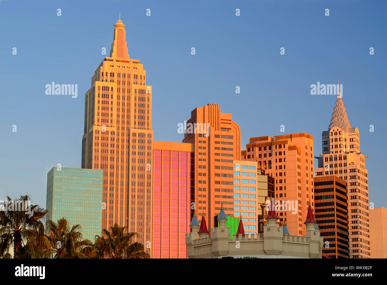 New York New York hotel casino at sunrise, Las Vegas, Nevada, USA Stock