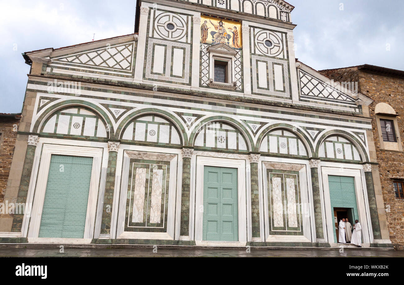 Facade of the abbey of San Miniato al Monte after the storm. Florence ...