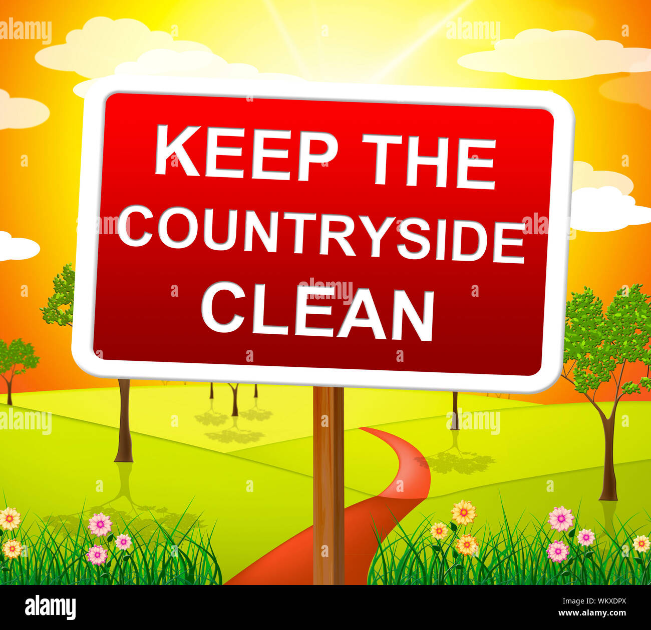 Keep Countryside Clean Showing Natural Landscape And Environment Stock Photo