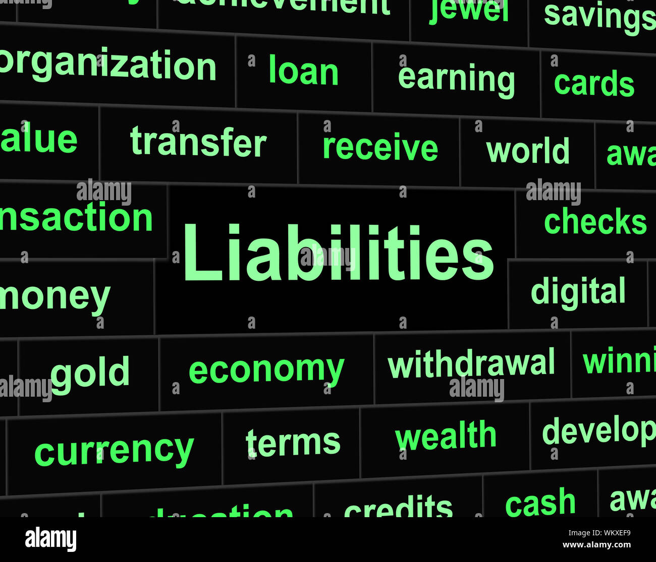 Liabilities Owe Representing Financial Obligation And Arrears Stock Photo