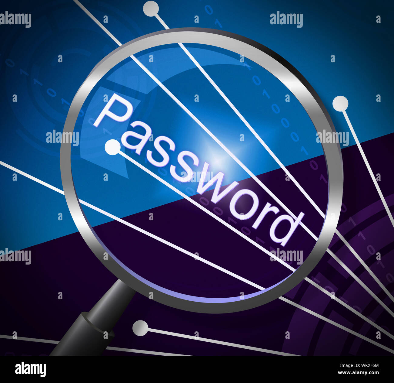 Magnifier Password Indicating Sign In And Magnify Stock Photo - Alamy