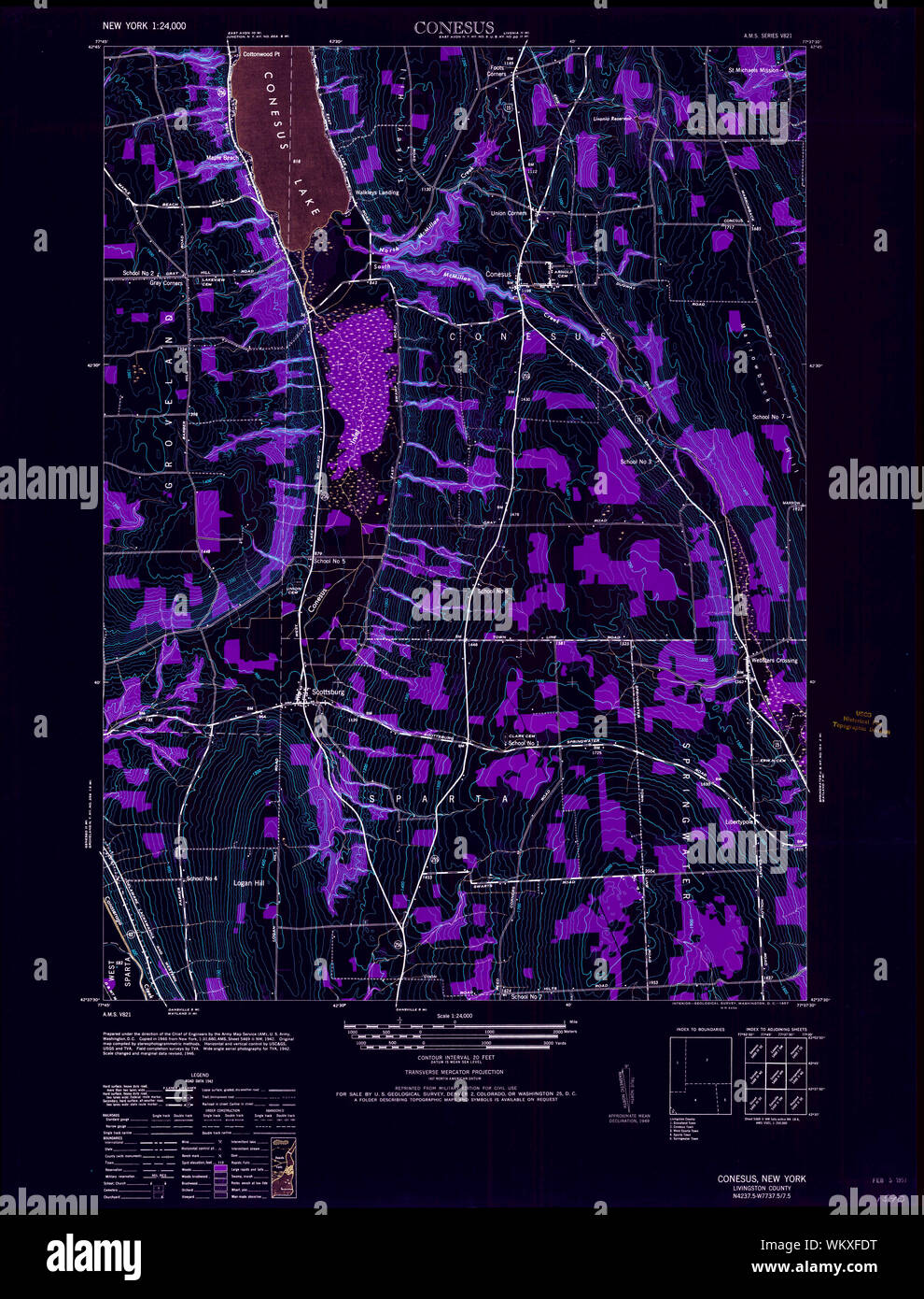 New York NY Conesus 137692 1957 24000 Inverted Restoration Stock Photo