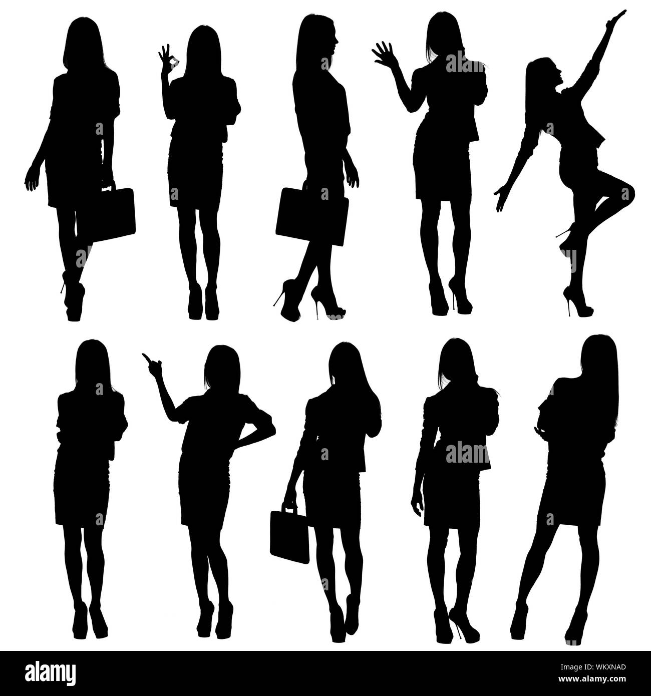 Business woman silhouettes. Isolated on white background Stock Photo ...