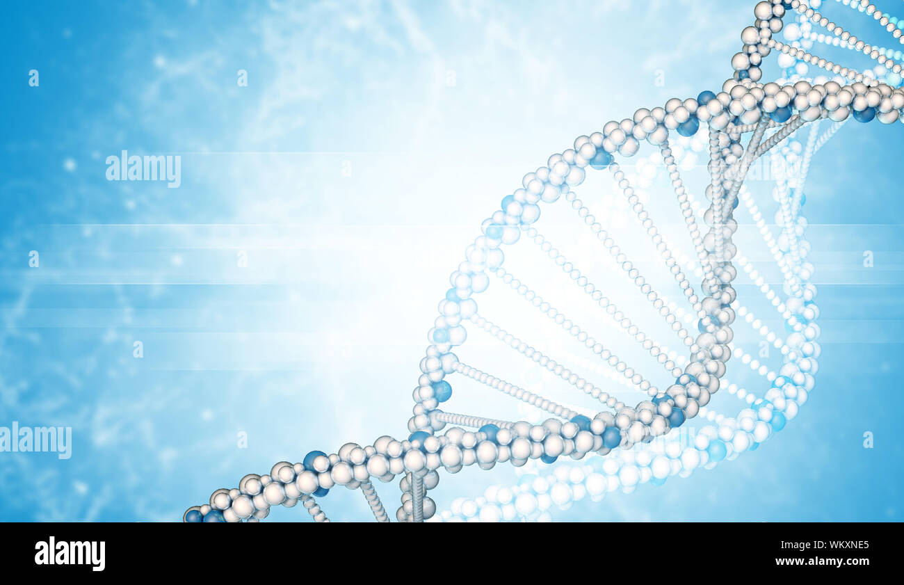 DNA models and blured smoke. Blue gradient background Stock Photo - Alamy