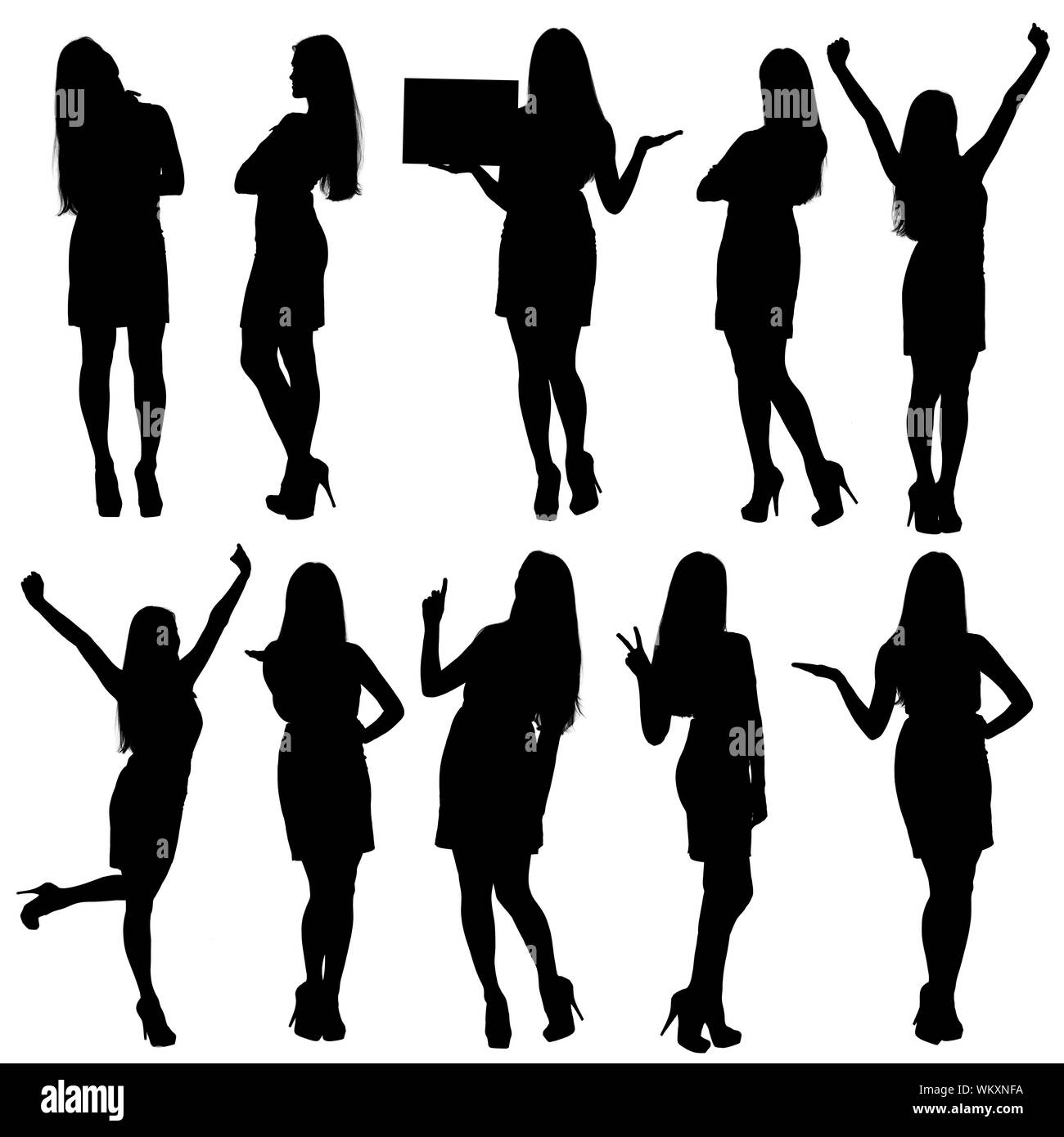 Business woman silhouettes. Isolated on white background Stock Photo ...
