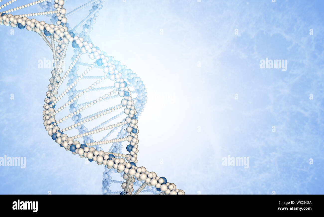 DNA models and blured smoke. Blue gradient background Stock Photo - Alamy