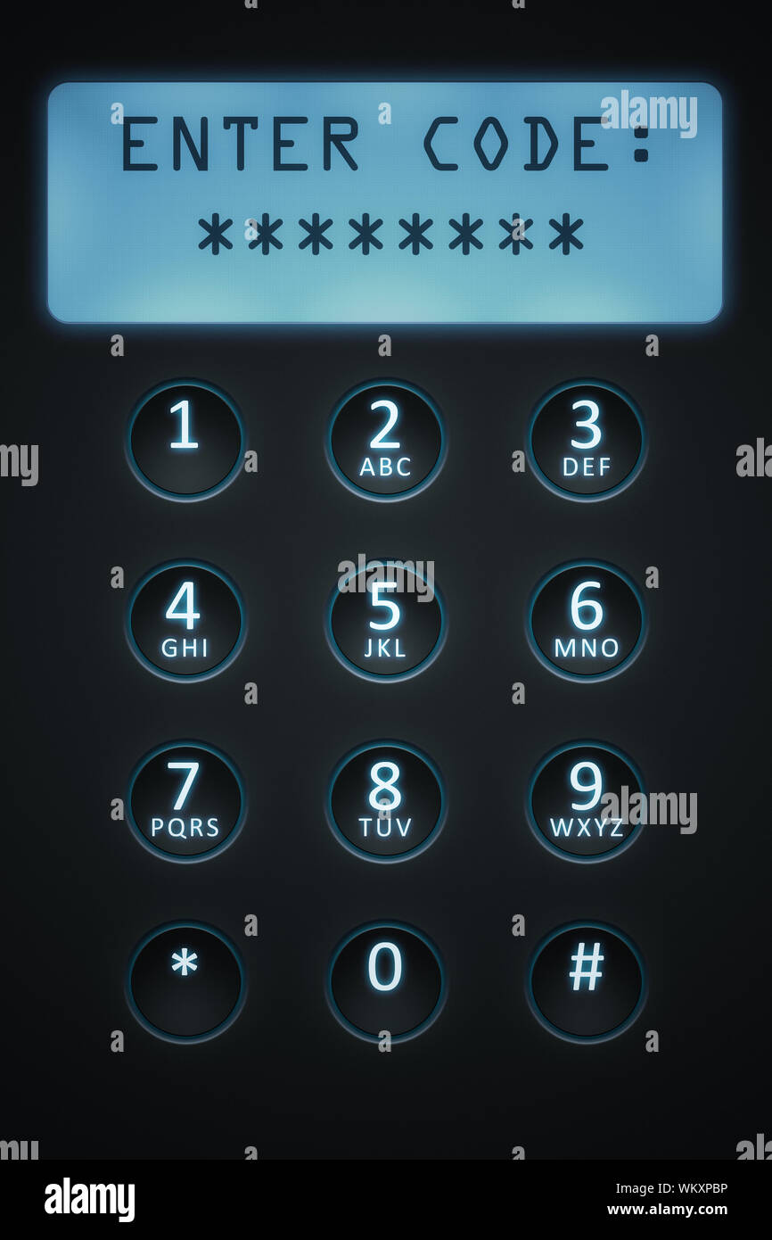 An image of a digital dial plate with text enter code Stock Photo - Alamy