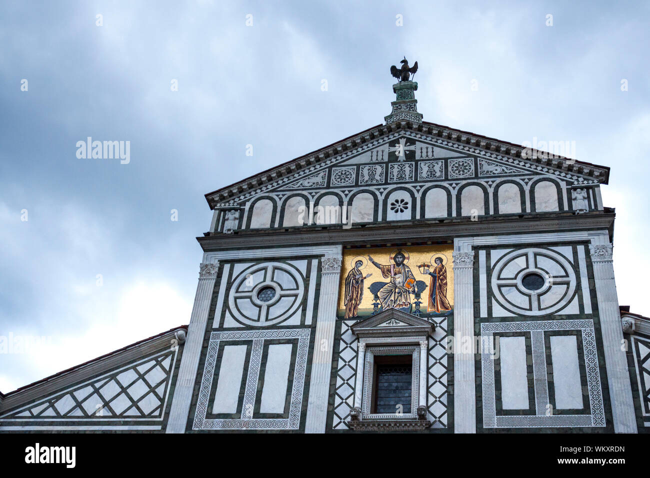 Facade of the abbey of San Miniato al Monte after the storm. Florence ...