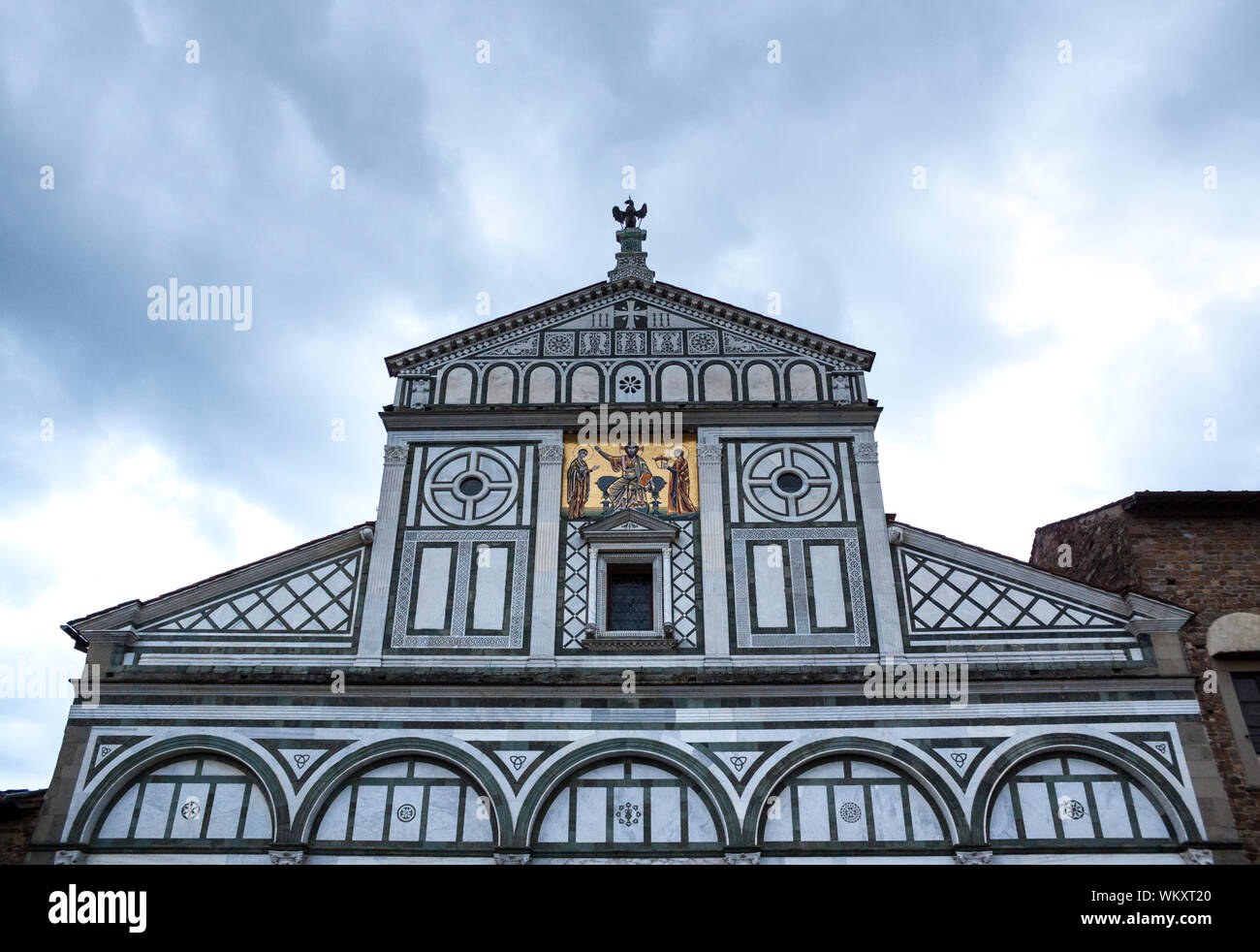 Facade of the abbey of San Miniato al Monte after the storm. Florence ...