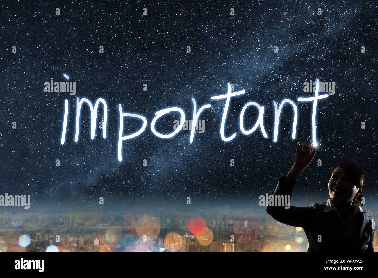 Concept of important, silhouette asian business woman light drawing ...