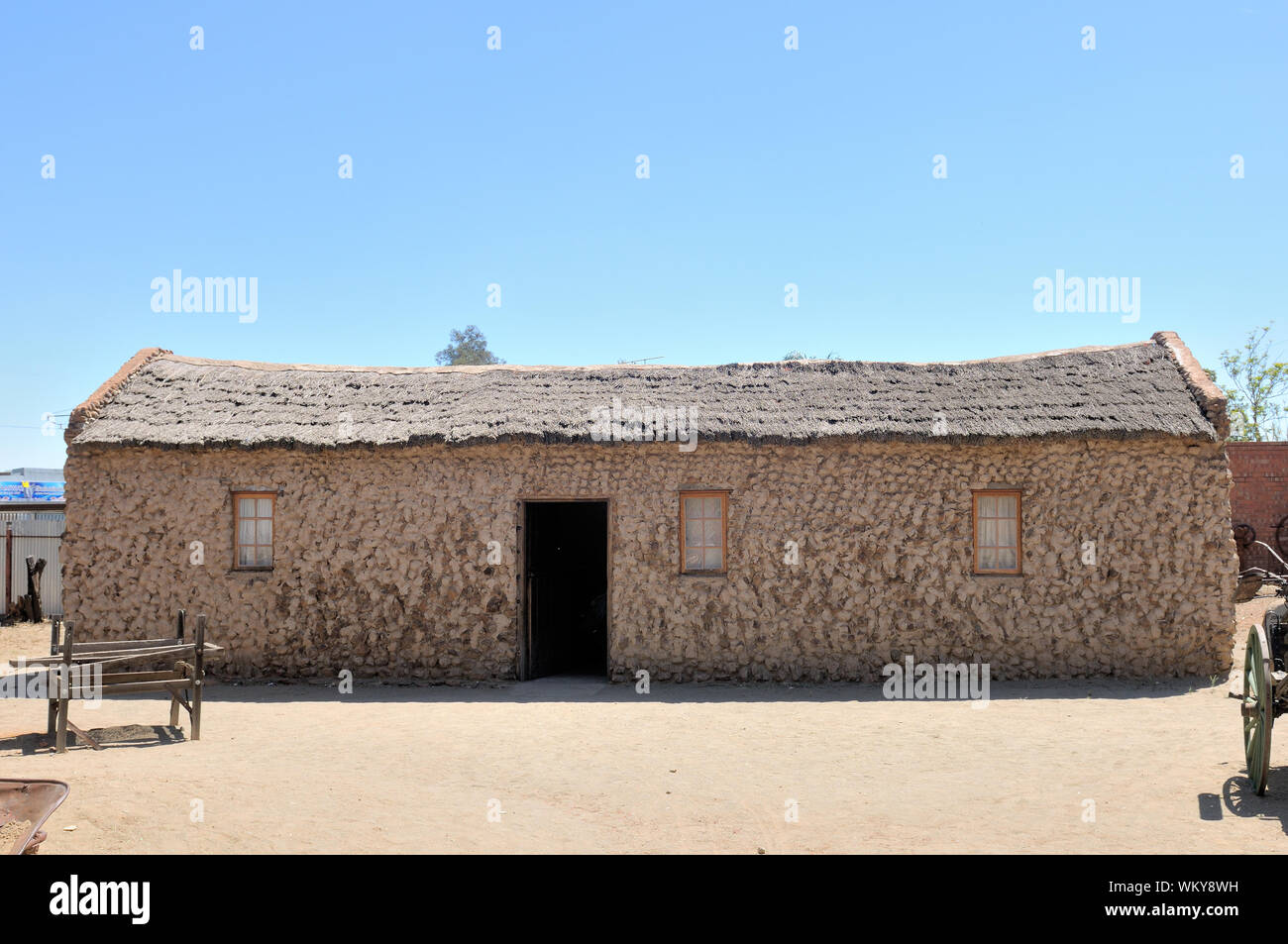 Historical stone house with mud plastered walls and reed roof in ...