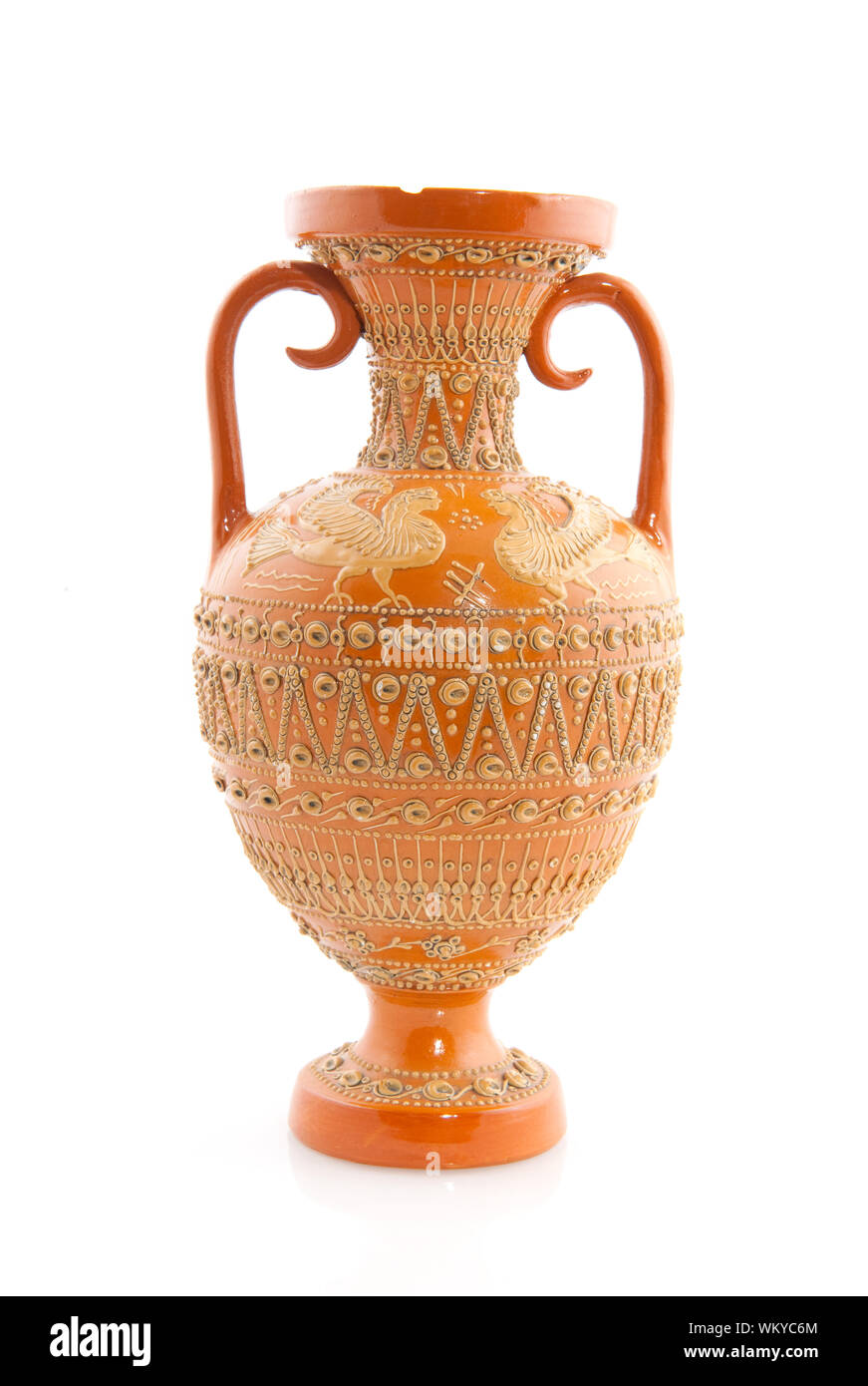 Antique Greek Vase With Typical Decoration Isolated Over White