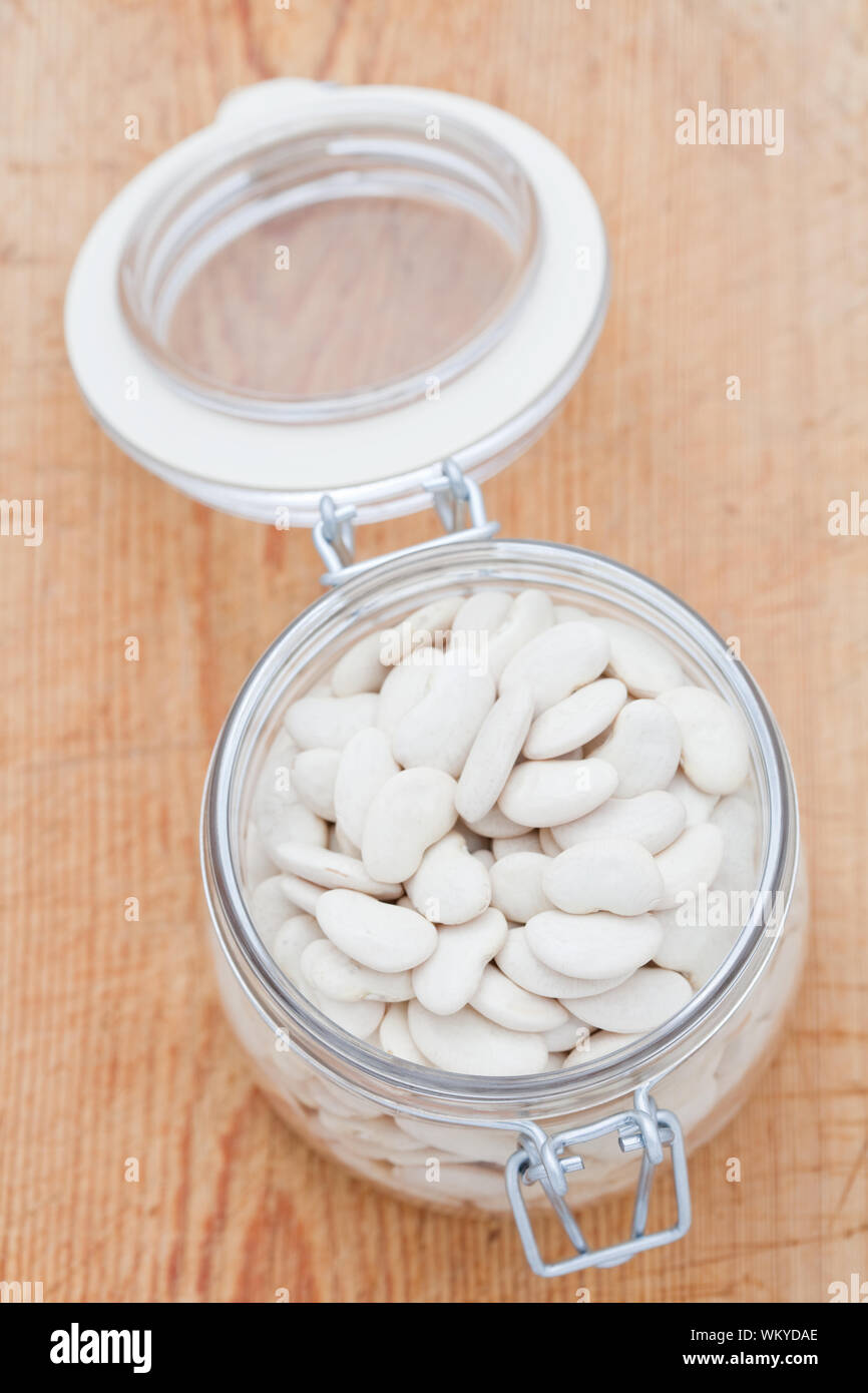 White butter beans in a jar Stock Photo Alamy
