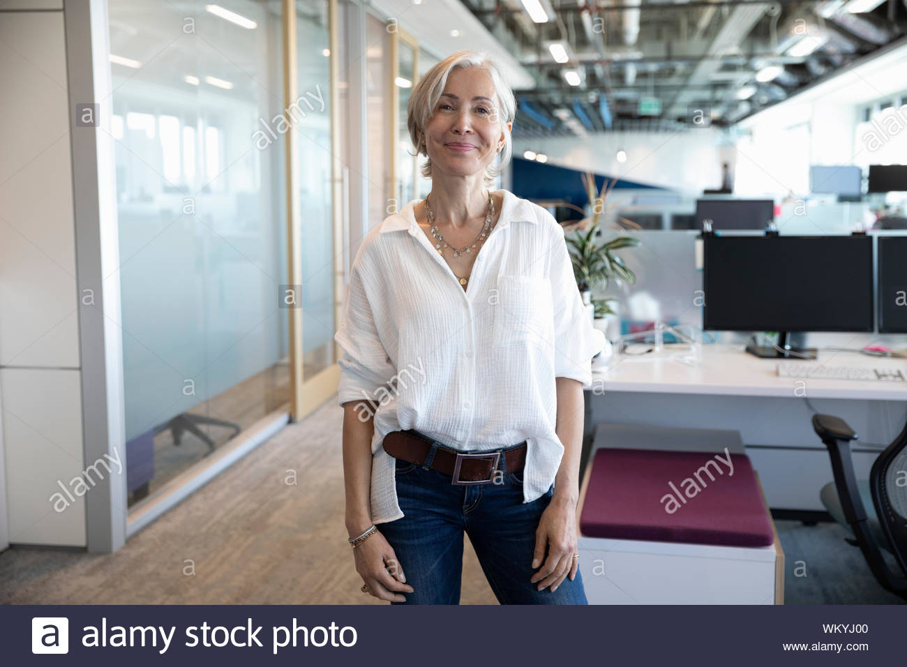 Portrait of cheerful senior businesswoman looking at camera and smiling Stock Photo