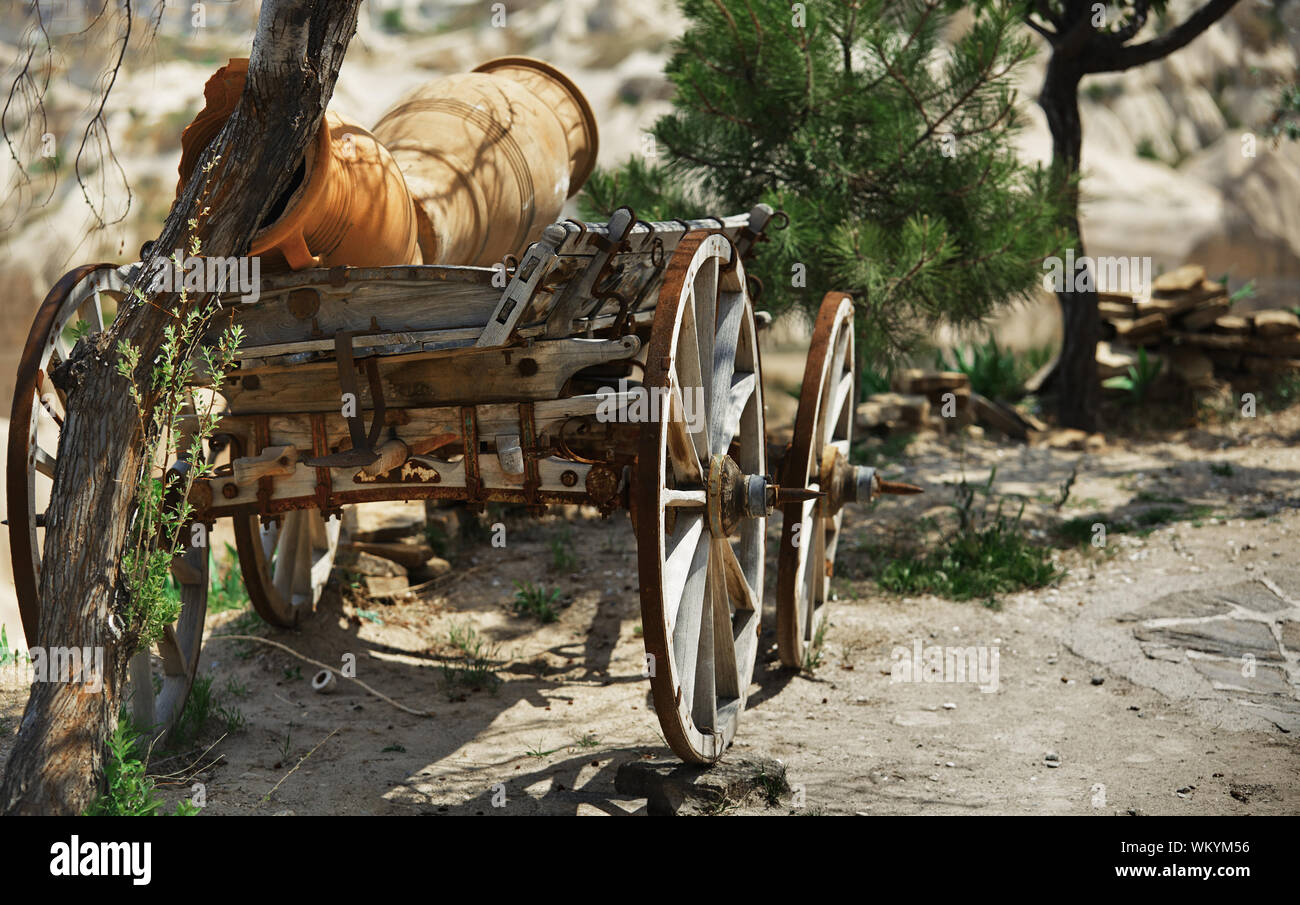 Old wooden wagon in Turkey village Stock Photo Alamy