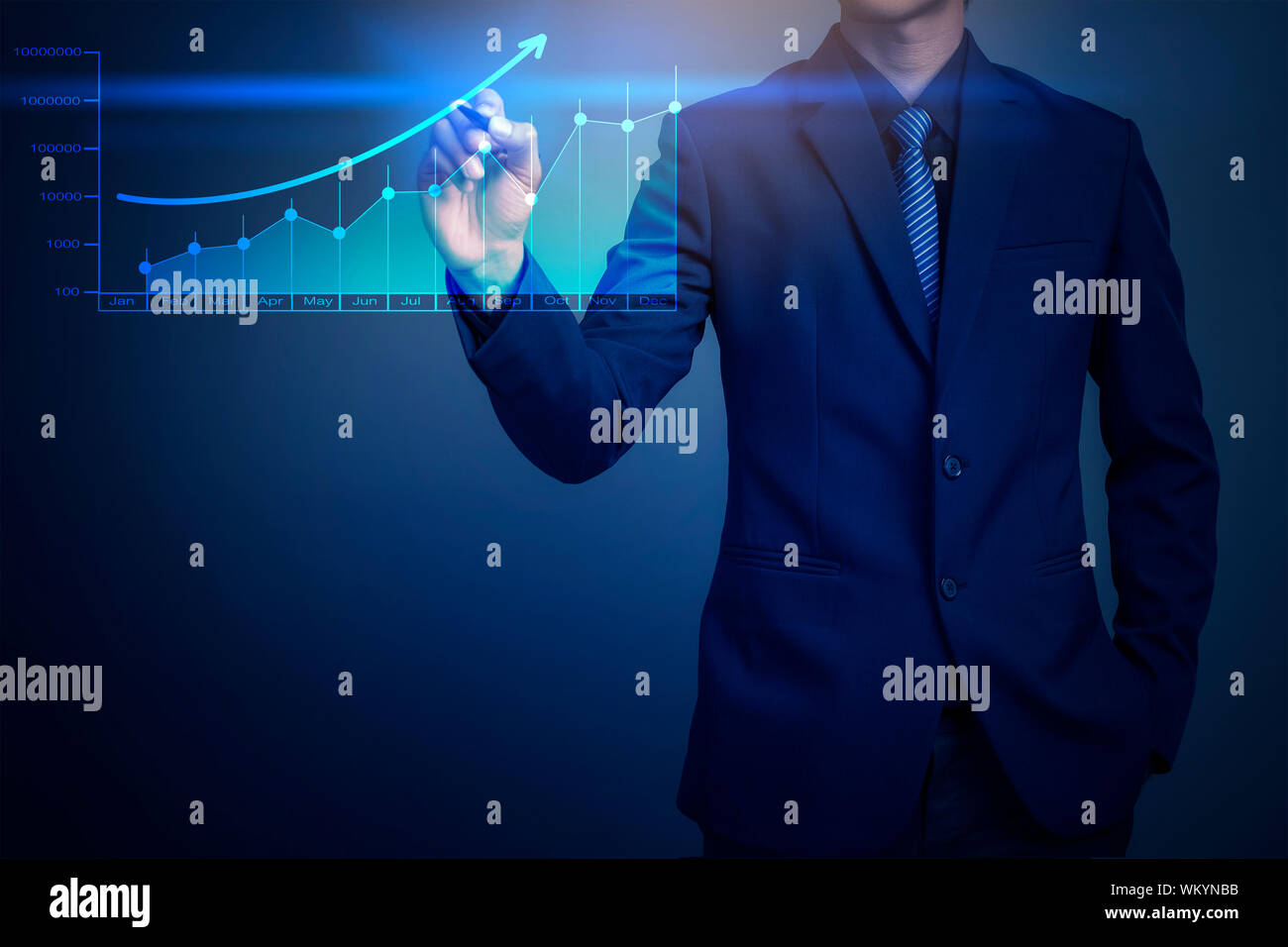 Digital Composite Image Off Businessman Analyzing Graph Stock Photo